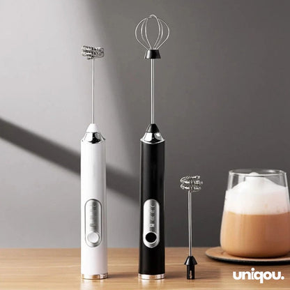 Batidor de Café, Espumador de Leche y Batidor de Huevos de 3 Velocidades Recargable por USB (2 Accesorios) - Next-Gen Uniqou™