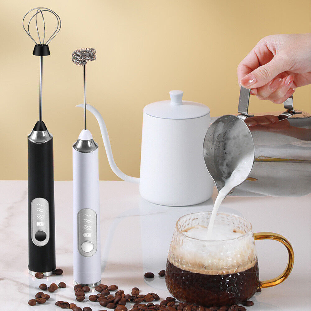 Batidor de Café, Espumador de Leche y Batidor de Huevos de 3 Velocidades Recargable por USB (2 Accesorios) - Next-Gen Uniqou™