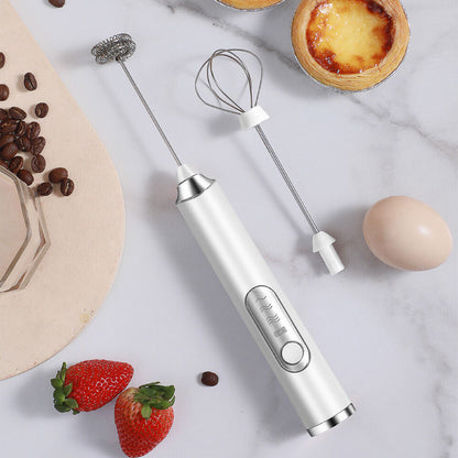 Batidor de Café, Espumador de Leche y Batidor de Huevos de 3 Velocidades Recargable por USB (2 Accesorios) - Next-Gen Uniqou™