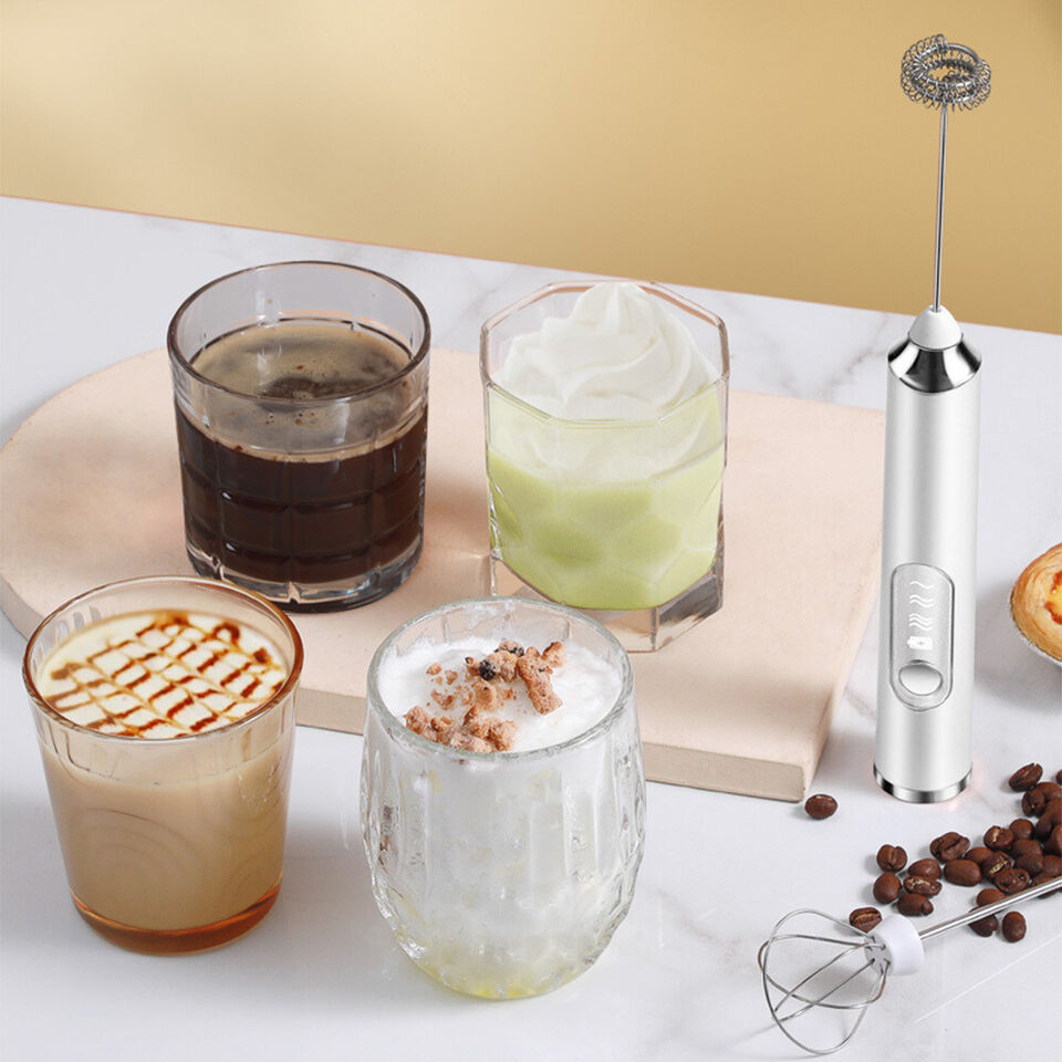 Batidor de Café, Espumador de Leche y Batidor de Huevos de 3 Velocidades Recargable por USB (2 Accesorios) - Next-Gen Uniqou™